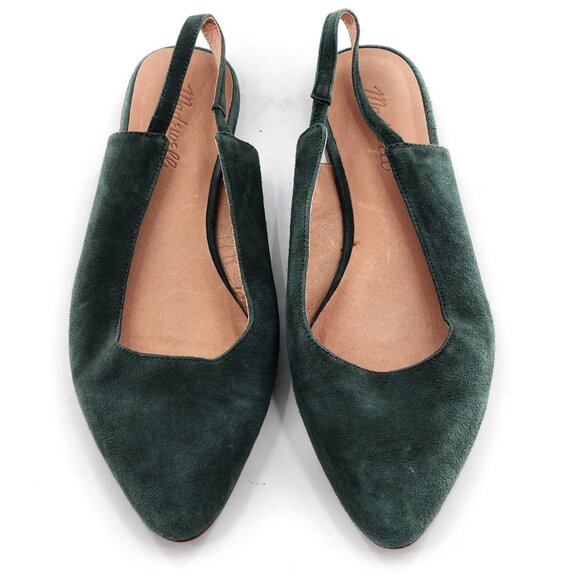Madewell Shoes - MADEWELL Margot Dark Green Suede Slingback Flats